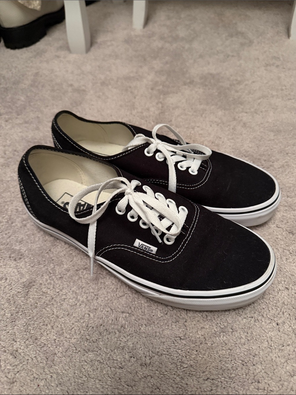 Vans Black Canvas Low-Top Sneakers with White Laces